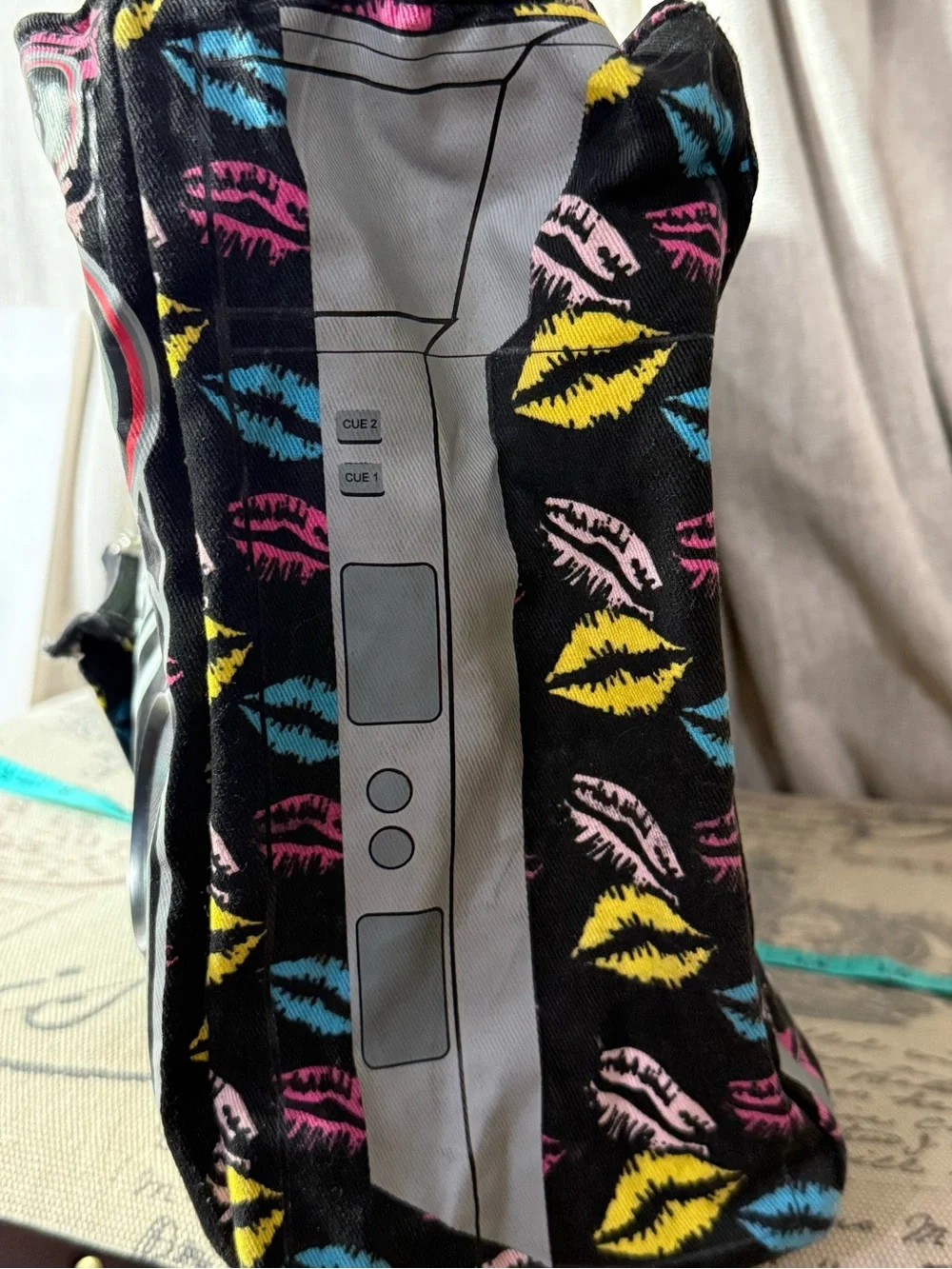 Vintage Y2K parcel boombox purse featuring lips in different colors
